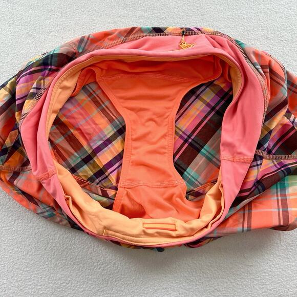 Lululemon Run Speed Shorts 2-way Very Light Flare Orange Multi-Color Rad Plaid 6 - Picture 6 of 12